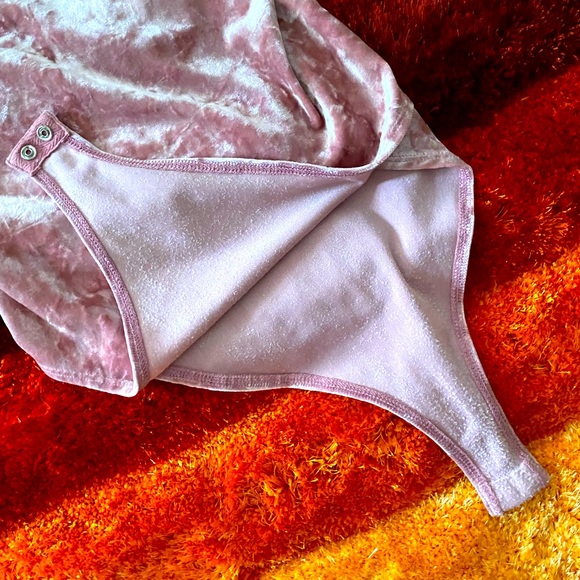 Small Forever 21 Pink Velvet Bodysuit - Picture 2 of 3